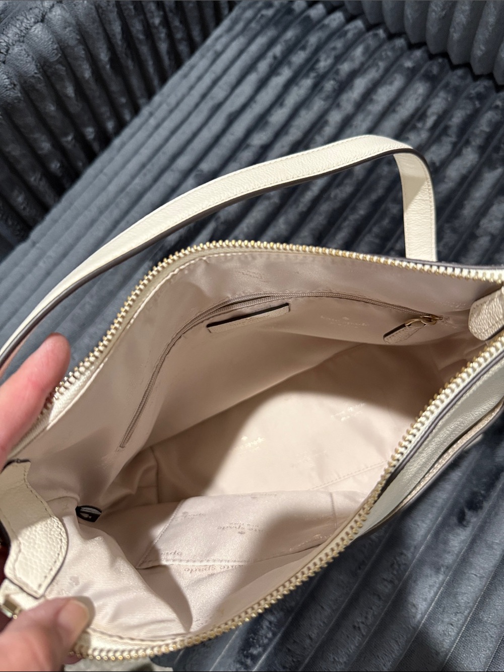 kate spade Soft Pebbled Leather Shoulder Bag in Cream - Picture 5 of 7